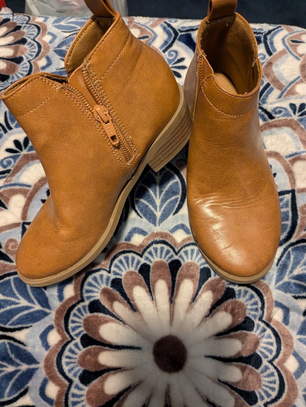 wonder nation Tan Side-Zip Ankle Booties